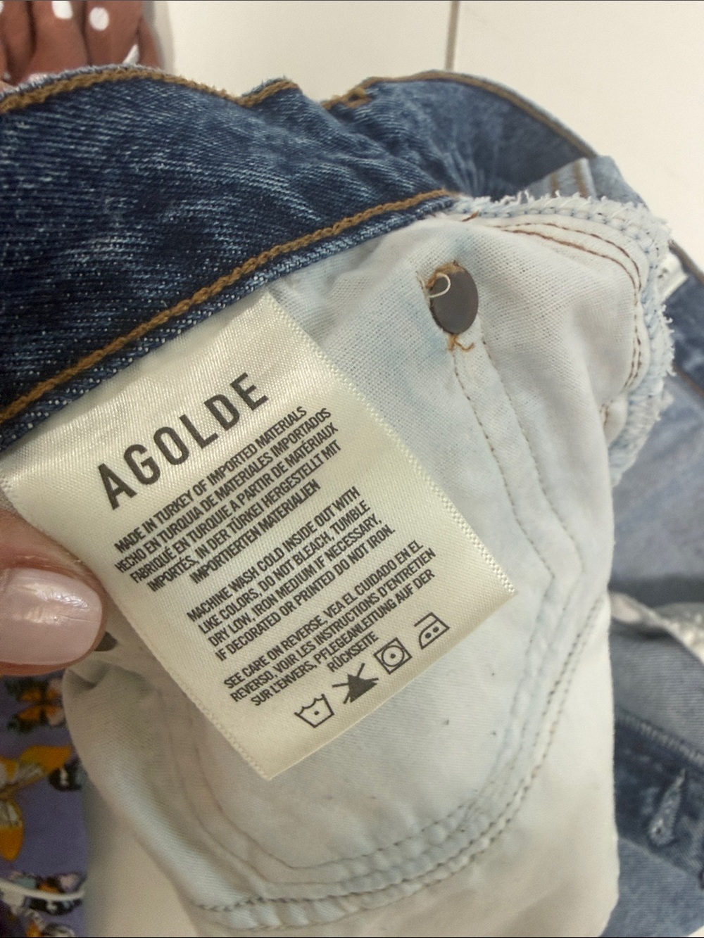 Agolde Vintage Wash Frayed Hem Parker Denim Shorts - Blue - Picture 7 of 8